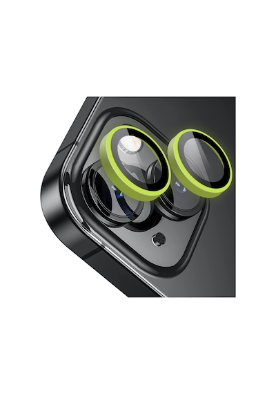 Buff Apple Uyumlu iPhone 14 / 14 Plus Neon Metal Lens Koruyucu Açık Yeşil
