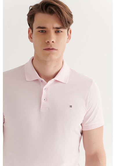 Avva E001004 Serin Tutan Standart Fit Normal Kesim Erkek Polo Yaka T-Shirt - Açık Pembe