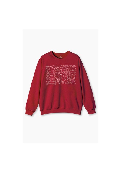 So Cool Matematik Geometri E Mc2 Problem Denklem Bilim Fizik Baskılı Sweatshirt Kırmızı
