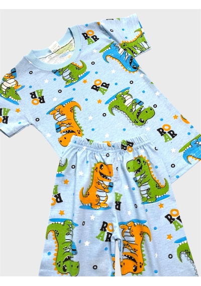 Aliş Kids Erkek Çocuk Pamuklu Mavi Renk Dinozor Desenli Kısa Kollu Şortlu Yazlık Pijama Takımı Aliş Kids Erkek Çocuk Pamuklu Mavi Renk Dinozor Desenli Kısa Kollu Şortlu Yazlık Pijama Takımı