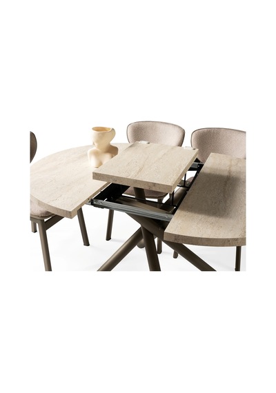 Truva Yuvarlark Açılır Mdf Mutak Masası 104cm Bej