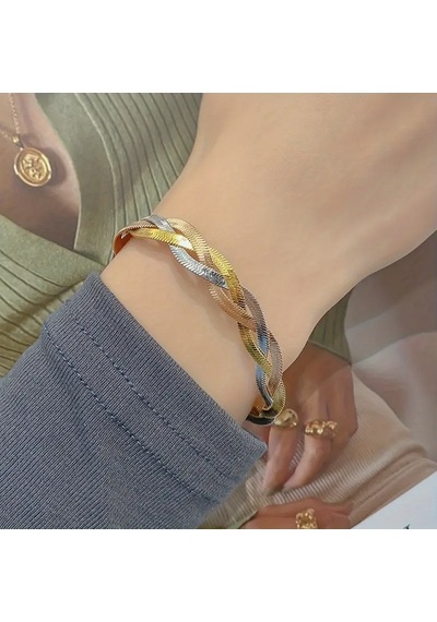 Vintage Boho Model 3 Renk Altın Kaplama 316l Paslanmaz Çelik Şık Tasarım Parlak Bileklik Kolye Set - 1265 Gold