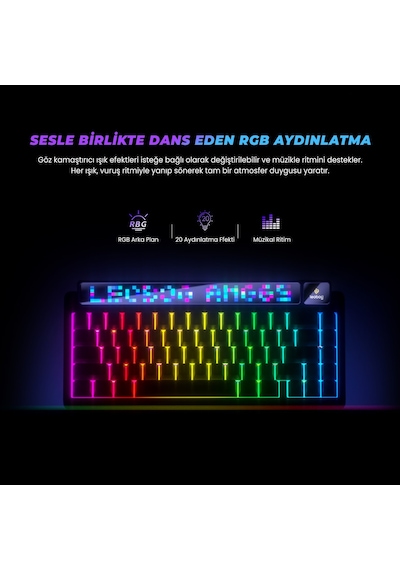 Leobog Amg65 Mekanik Gaming Oyuncu Klavyesi Led Matrix Ekranlı Jasper Switch Rgb Hot Swap Turuncu
