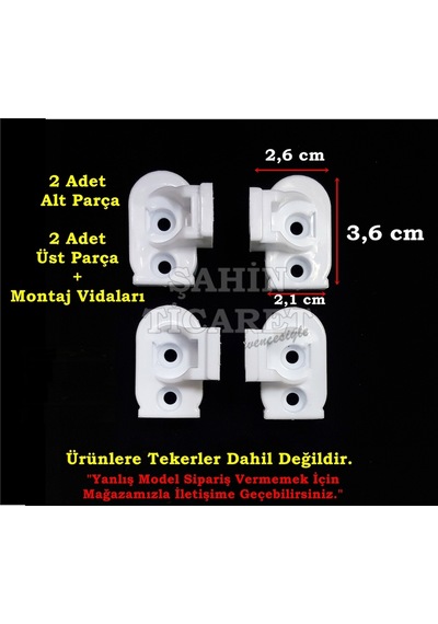 Duşakabin Plastik Kapı Parçası Duşakabin Yedek Parça 2.1 x 2.6 x 3.6 CM Beyaz