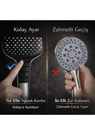 Banyo Duş Başlığı Set Ağır Malzeme Lüx Duş Başlığı Gri Plastik Diğer
