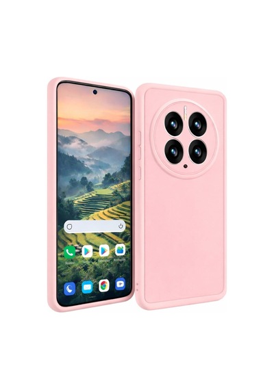 Huawei Mate 50 Pro Uyumlu Kamera Çıkıntılı Mat Silikon Telefon Kılıfı Pembe