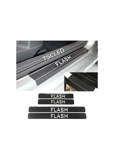 Oto Flash Karbon Kapı Eşiği Koruma Sticker Yapıştırma (4Adet)