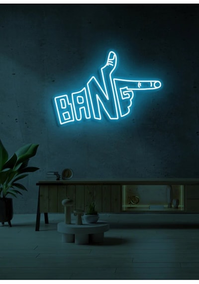 Bang Yazılı Ve Şekilli Neon Tabela Turkuaz