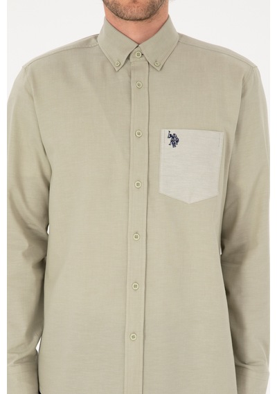 U.S. Polo Assn. Erkek Açık Haki Uzun Kollu Cepli Gömlek 50316653-VR183 U.S. Polo Assn. Erkek Açık Haki Uzun Kollu Cepli Gömlek 50316653-VR183