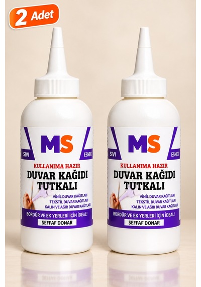 2 Adet Duvar Kağıdı Tutkalı 150 Gr Şeffaf Hazır Ovalit Sıvı Güçlü Bordür Vinil Tekstil Yapıştırıcısı
