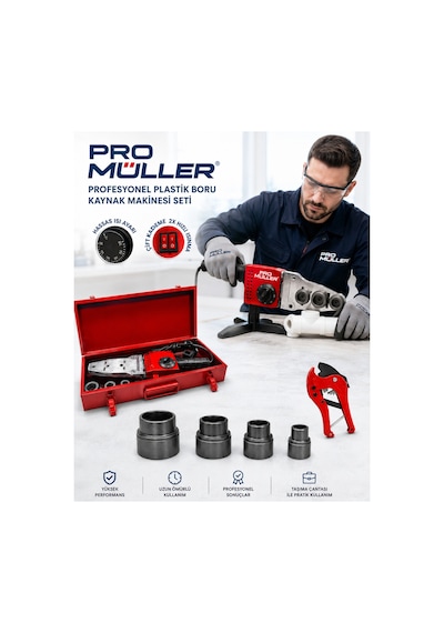 Pro Müller Pro 2 Rezistanslı Isı Ayarlı Pprc Plastik Boru Kaynak Makinesi Metal Çantalı Set+özel Makas