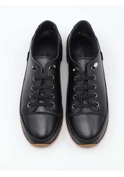Nesilshoes Nesil Shoes Spil Rc1 Siyah Hakiki Deri Kadın Ayakkabı
