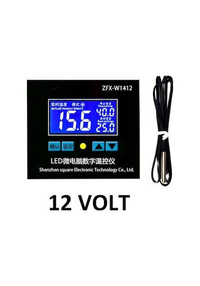 ZFX-W1412A 12Volt 16A LCD Pano Tip Termostat Kuluçka Makinalarına