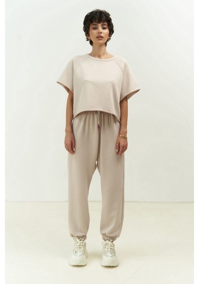 Mai Collection Mai Studios Co. Vero Bej Crop Eşofman Takım Bej