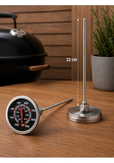 22 Cm Uzun Taşfırınlar İçin Özel Barbekü Mangal Fırın Termometresi 100-450 Derece Thr397