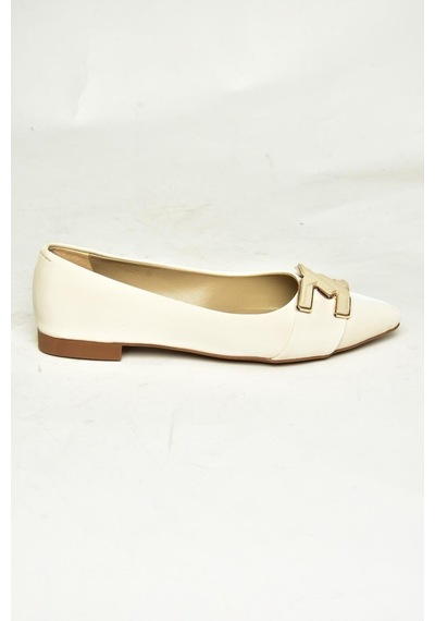 Fox Shoes U820048704 Bej Kumaş Sivri Burun Kadın Babet Bej-kumaş Bej