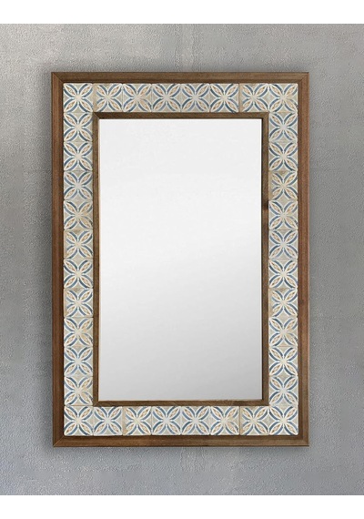 Tr Oscar Stone Decor Masif Çerçeveli Mozaik Taş Ayna 43 Cm X 63 Cm Seramik Desenli Dresuar Aynası Diğer