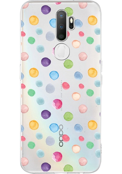 Oppo A5 2020 İle Uyumlu 1mm Slim Fit Water Color 6 Baskılı Şeffaf Kılıf Şeffaf