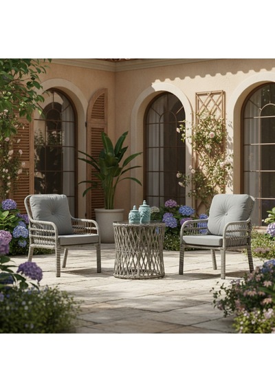 Capri Swing Pisa Tekli Rattan Bahçe Balkon Oturma Grubu Gri 700