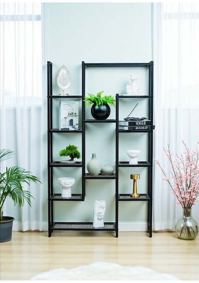 Dekoratif Siyah Metal Kitaplık 12 Raflı Ünite Çok Amaçlı Stand Salon Ve Çalışma Odası Düzenleyici Siyah Dekoratif Siyah Metal Kitaplık 12 Raflı Ünite Çok Amaçlı Stand Salon Ve Çalışma Odası Düzenleyici Siyah