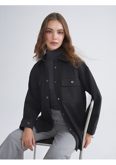 Lcw Modest Antrasit Oversize Kadın Gömlek Tunik