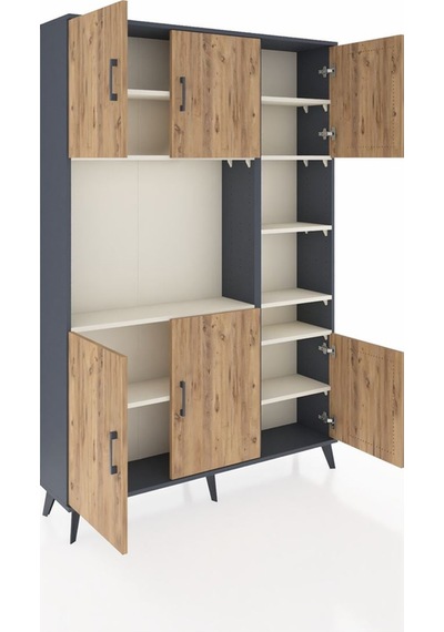 Arges Dolap 10 Raflı 6 Kapaklı 132x30x195 Antrasit-çam/aytaşı Antrasit