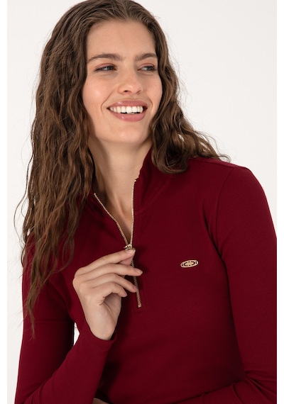 U.S. Polo Assn. Kadın Bordo Fermuarlı Dik Yaka Sweatshirt 50313564-VR014