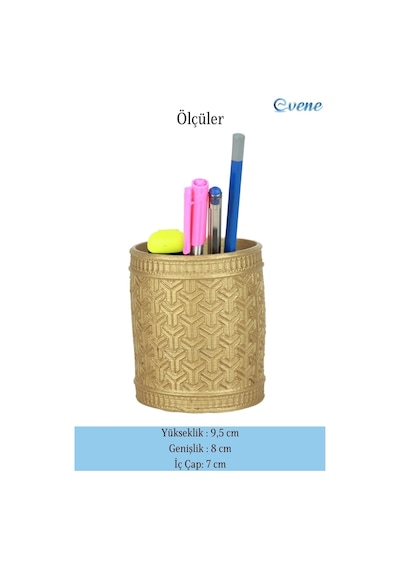 Kalemlik Altın Renk Masa Kalemliği Organizer Kalemlik Dönen Y Desenli Model