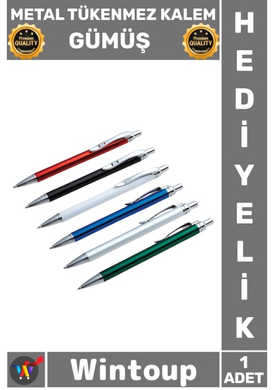 Kalem Lüks Ofis Hediyelik Şık Tasarım Kaliteli Çelik Gövde Özel İmza Metal Tükenmez Kalem Gümüş Çok Renkli
