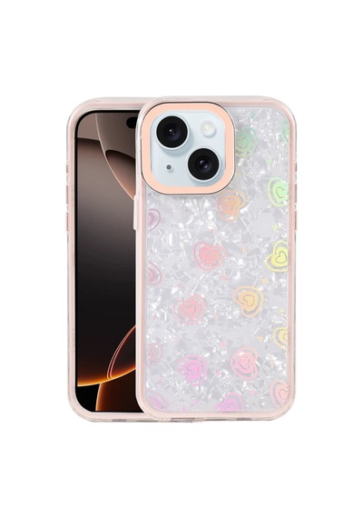 Apple Apple Uyumlu iPhone 14 Lumi Desenli Kapak - Pembe Çok Renkli