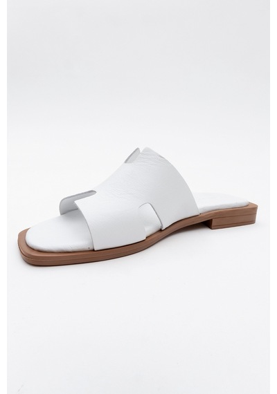 Luvishoes Luvi Shoes Jez Beyaz Cilt Hakiki Deri Kadın Terlik Beyaz