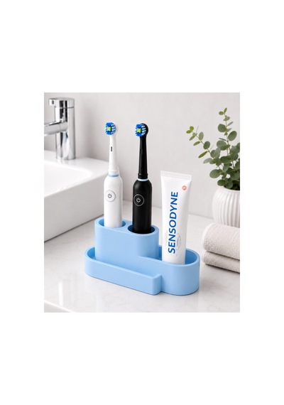 Şarjlı Diş Fırçası Ve Macun Stant Organizer Modern 3d Tasarım Renk Çeşitleri Mevcut Mavi Mavi
