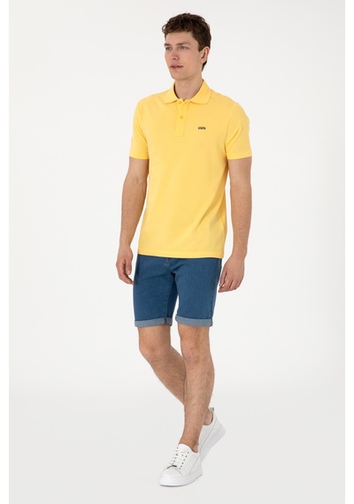 U.S. Polo Assn. Erkek Regular Fit Polo Yaka Sarı Basic Tişört 50306007-VR044