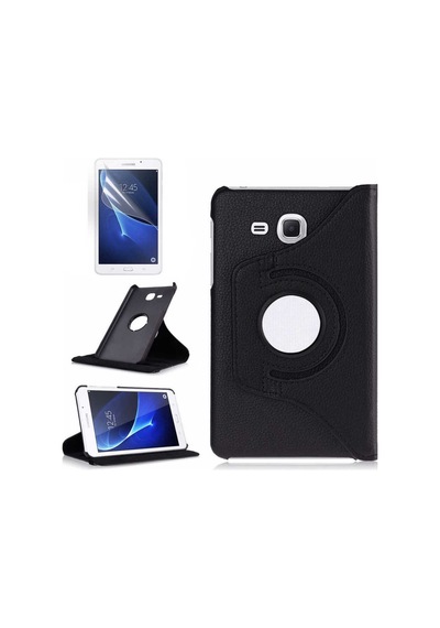 Galaxy Uyumlu  Tab 4 T280 Frm Dönebilen Standlı Kılıf-siyah Arka Kapak