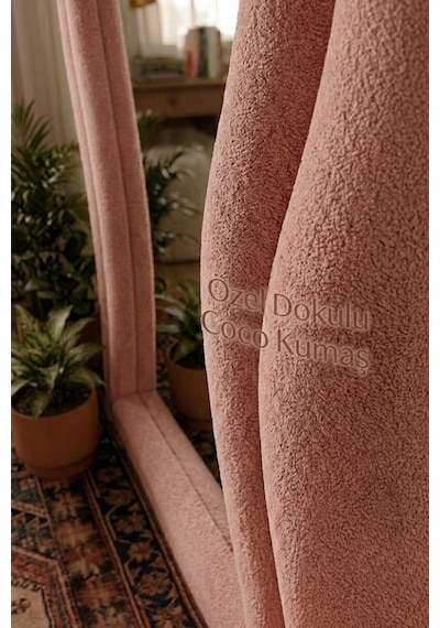 Lusso Pembe Renk Kumaş Kaplamalı Dalgalı Kavisli Ayaklı Boy Aynası 182x87 Cm