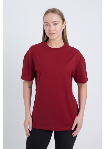 Velvoria Unisex Oversize Basic 3'lü Bordo Pembe Siyah Renk T-shirt Çok Renkli13