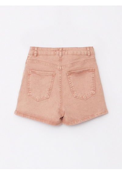 Lcw Jeans Kahverengi Mom Fit Düz Cep Detaylı Kadın Jean Şort