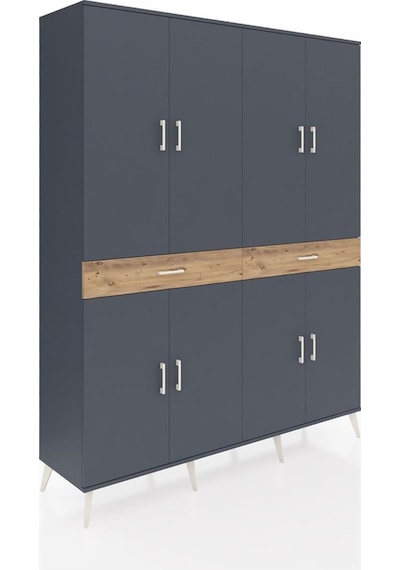 Hyperion Gardrop 10 Raflı 2 Çekmeceli 8 Kapaklı 176x44x221 Antrasit-antrasit/çam Antrasit/çam Hyperion Gardrop 10 Raflı 2 Çekmeceli 8 Kapaklı 176x44x221 Antrasit-antrasit/çam Antrasit/çam
