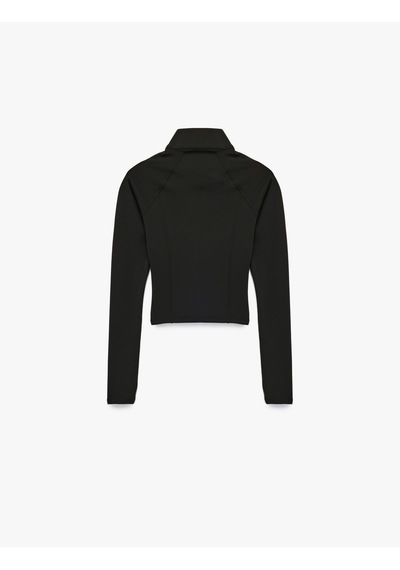 Koton Slim Fit Uzun Reglan Kollu Dikiş Detaylı Fermuarlı Spor Sweatshirt Siyah 7wak10015nk