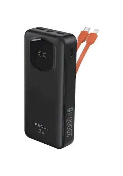 Pw-140 20.000 Mah Powerbank 22.5w Hızlı Şarj 3a Dahili Type-c Lightning Kablolu Dijital Göstergeli 2 Usb Çok Renkli