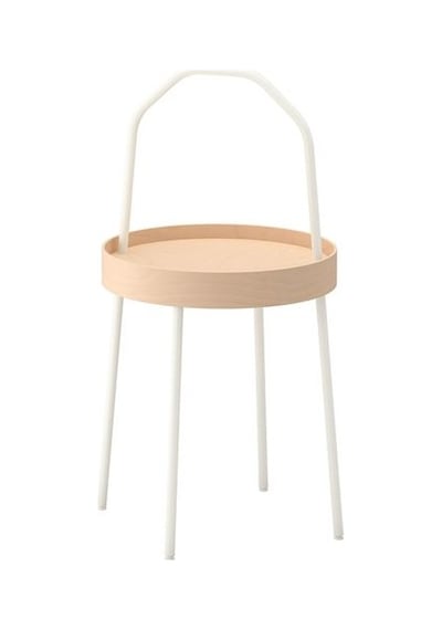 Kulplu Sehpa Beyaz Renk IKEA 38 cm Metal-Taşınabilir Sehpa