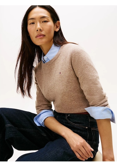Tommy Hilfiger Wool Cash C-nk Ls Sweater Kadın Bej Kazak - Ww0ww47470 Bej