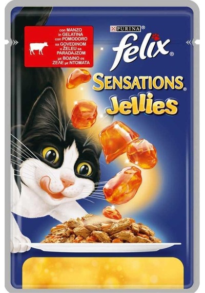 Purina Felix Sensations Jellies Sığır Etli ve Domatesli Pouch Yetişkin Kedi Maması 100 G
