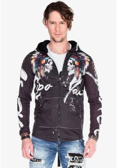 Cipo & Baxx Cl263 Kızıl Derili Kapşonlu Erkek Sweatshirt 001