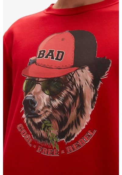 Bad Bear Rebel Crewneck Erkek Kırmızı Sweatshirt 23.02.12.019-c54 Kırmızı