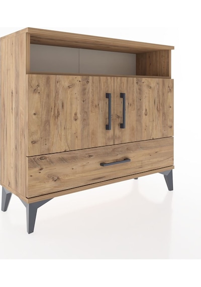Arges Şifonyer 3 Raflı Tek Çekmeceli 2 Kapaklı 88x30x80 Çam-çam Atlas Çam