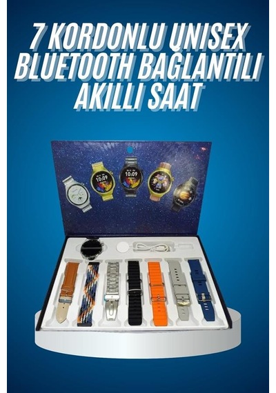 Akıllı Saat Aksesuarları Unısex Yuvarlak Ekranlı 7 Kordonlu Akıllı Saat Gps Destekli Çoklu Kordon Seçeneği