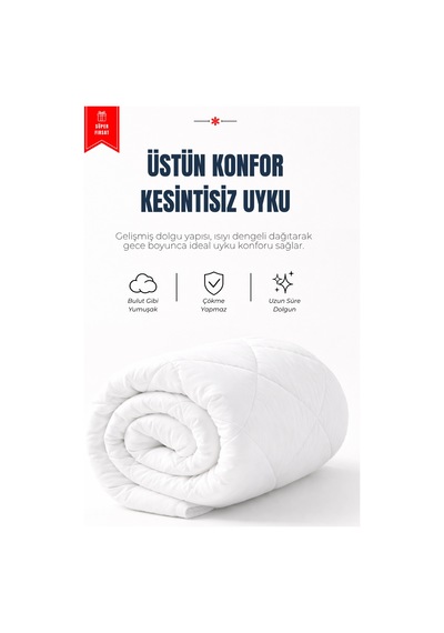 Moon Tek Kişilik Yorgan 1 Yorgan + 1 Yorgan  Ultra Yumuşak 4 Mevsim Konforlu Uyku Seti Beyaz