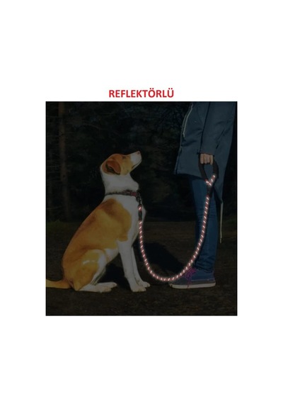 Tr Köpek Tasması Büyük Ve Orta Boy Köpekler İçin Reflektörlü 130 Cm Gezdirme Güçlü Halatı Genel