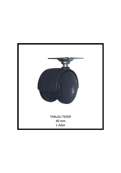 Tablalı Mobilya Tekerleği, 40 Mm, Ofis Koltuk, Dolap, Etejer, 360 Derece Döner Siyah